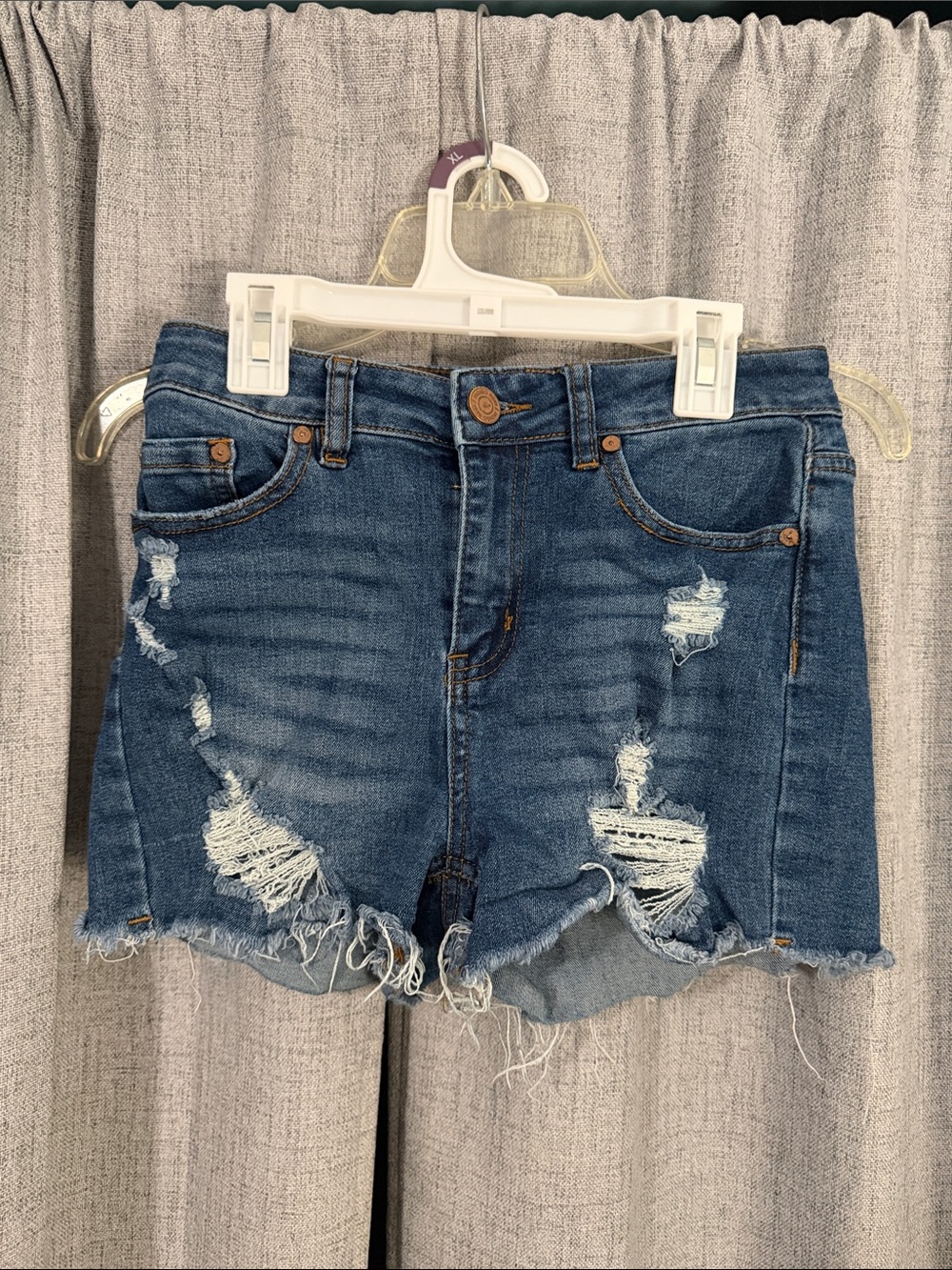 Indigo Rein Distressed High-Rise Denim Shorts Size 3